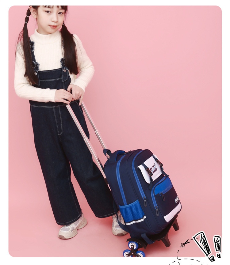 Children's Trolley Lightweight Shoulder Pad Wear-resistant Large Capacity Spine Protection Backpack Waterproof