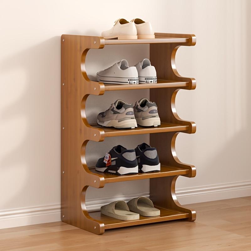 Four-layer Wooden Stackable Floor-standing Shoe Rack Suitable For Entrance, Wardrobe And Corridor To Store High Heels, Sneakers And Sandals
