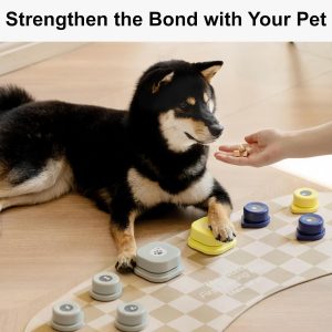 MEWOOFUN Dog Talking Buttons - 12-Pack Rechargeable Voice Recording Buttons With Mat, Communication Starter Kit For Dogs & Cats, Easy-to-Use Pet Sound Buttons