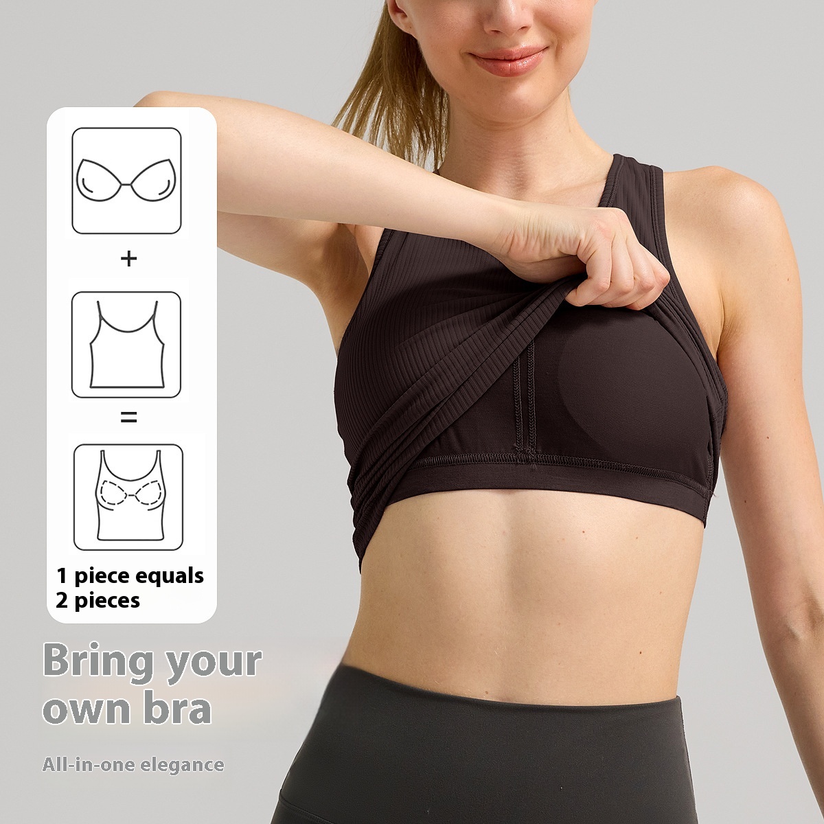 Sports Vest Ladies Belt Chest Pad Rib Breathable Quick-drying Workout Top