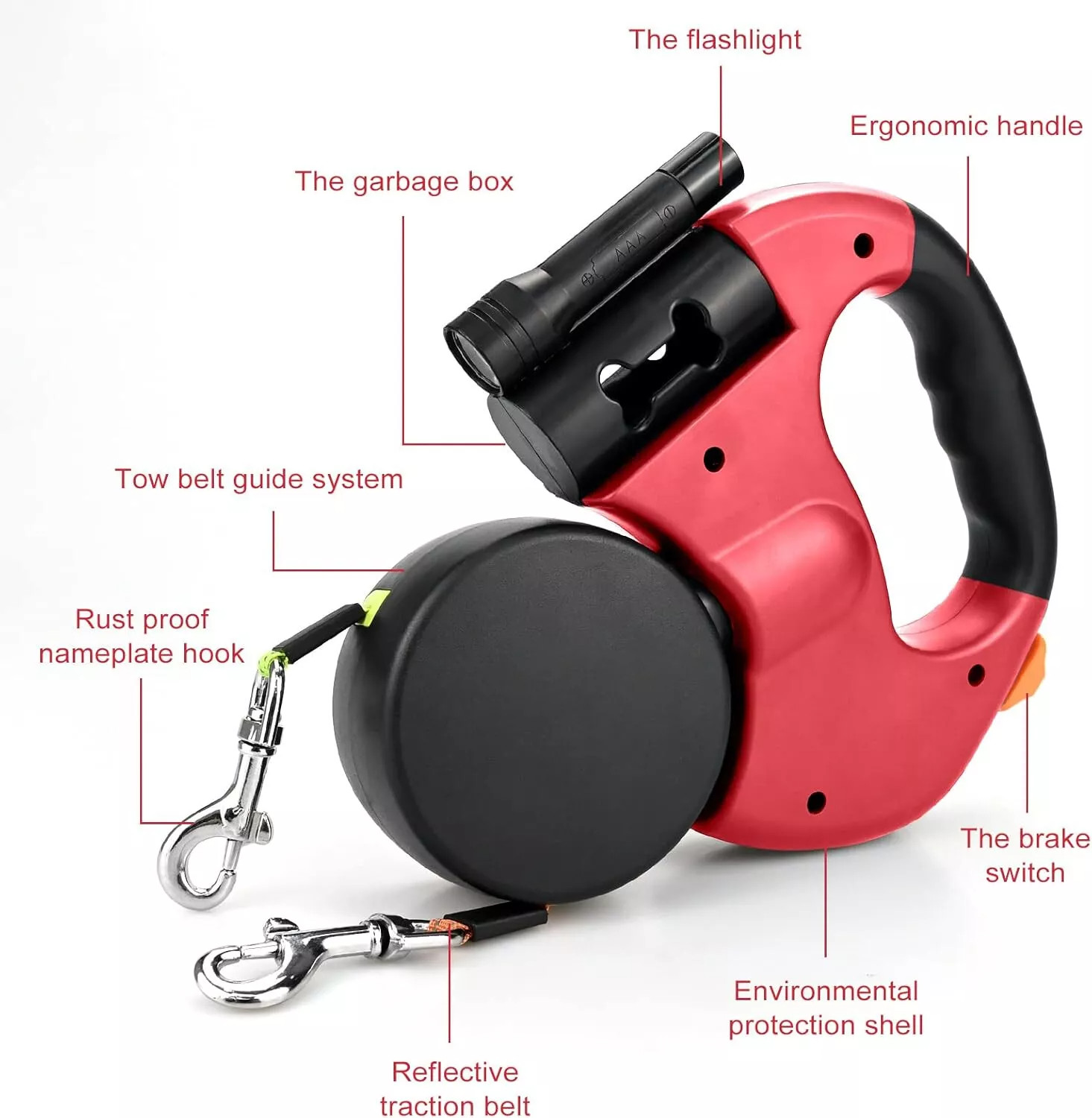 Retractable Lead Leash Double Dual Doggie 2 Dog 50 Pounds For Pet