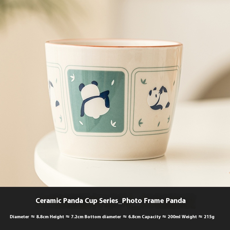 Home Creative Cartoon Panda Play Bamboo Teacup