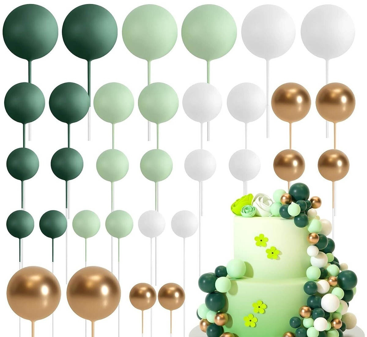 32 Pcsset Colorful Foam Ball Birthday Cake Decoration Multi-style Plug-in