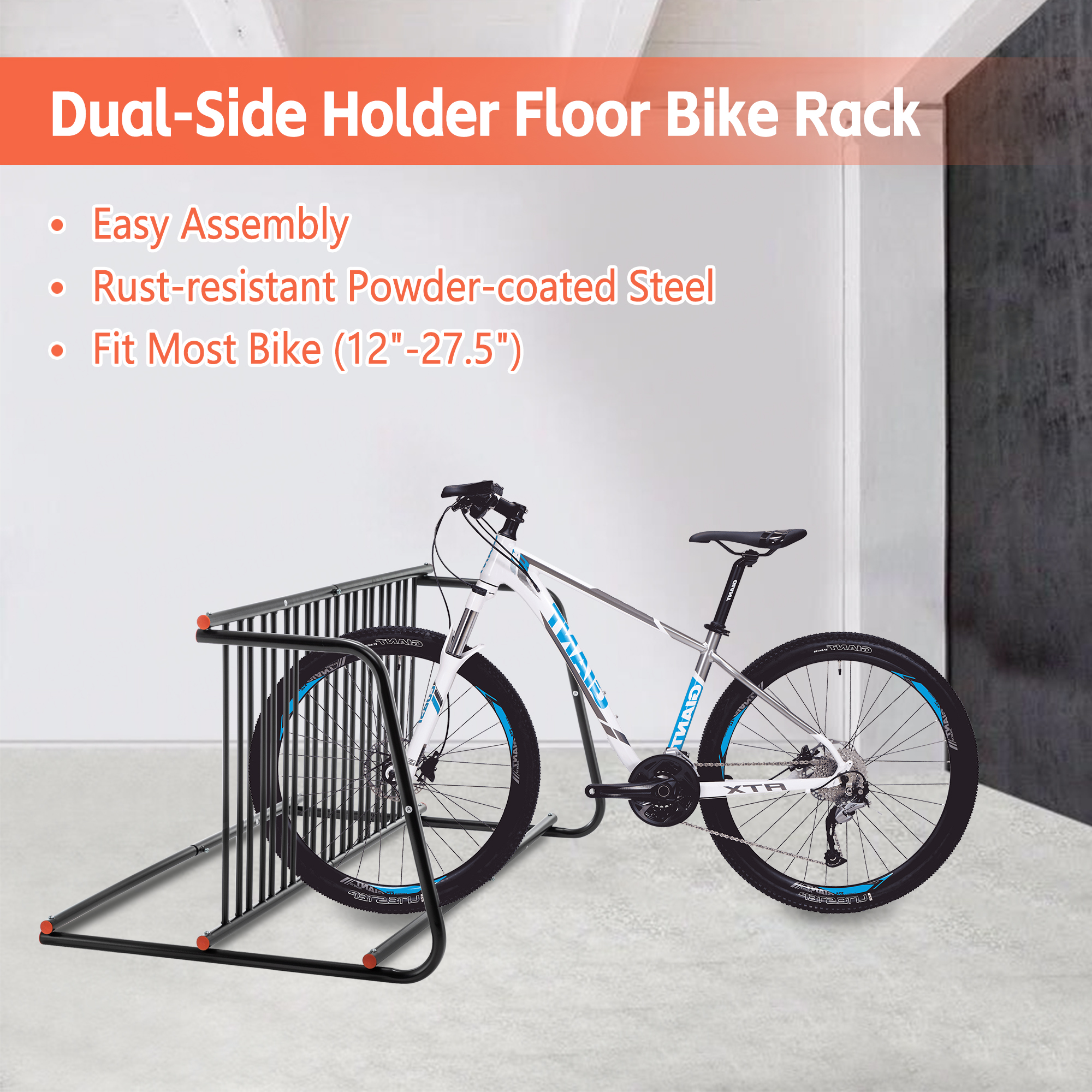 10-Bike Heavy-Duty Outdoor Bike Rack - Double-Sided Steel Storage Stand For Garages, Yards & Shops - Easy Assembly