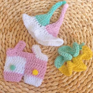Macaron Hand Crocheting Suspender Pants Satchel Doll Clothes
