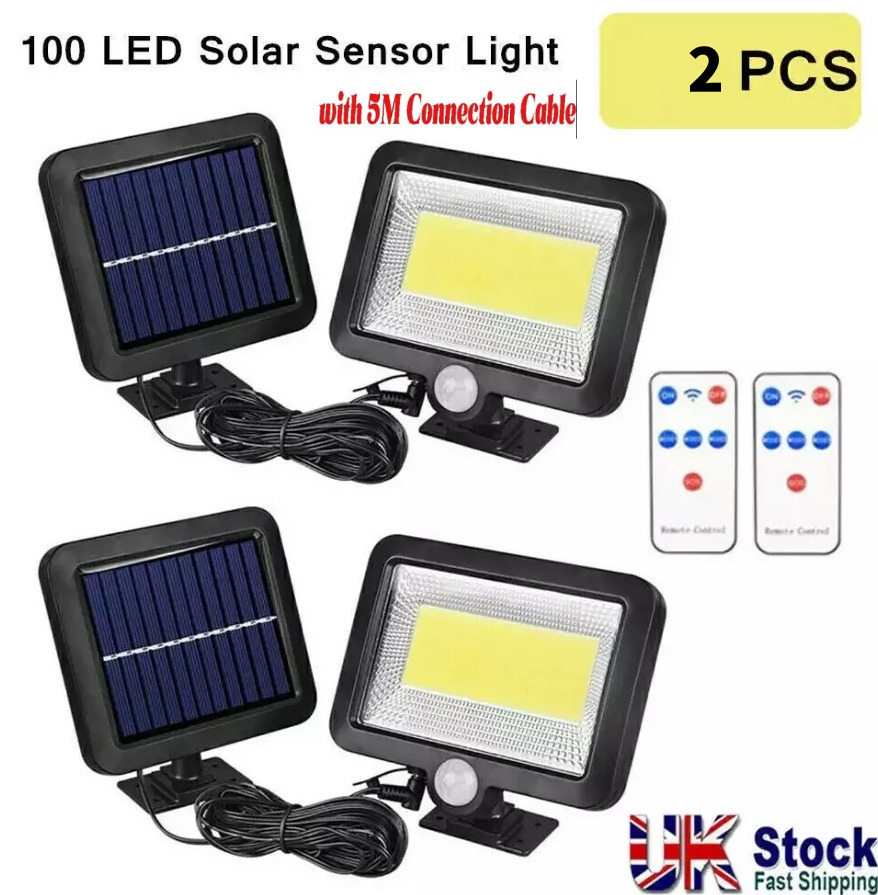 2PCS Solar Power PIR Motion Sensor Wall Light LED Outdoor Garden Security Lamp