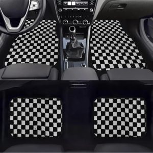 Checkerboard Car Foot Mat Dustproof Easy To Care Car Universal