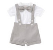 Baby Romper Bow Tie Overall Dress Set