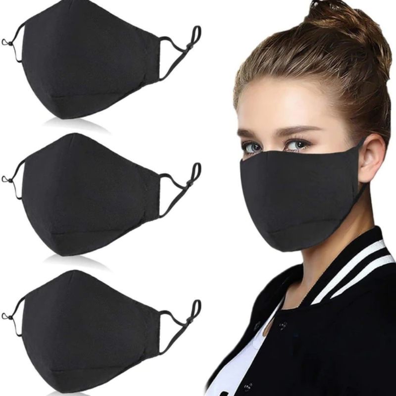 3-piece Set-Cotton Reusable And Adjustable Mask With Filter Bag