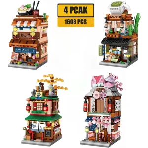 4 PACK Brick Building Set For Kids, 2969 PCS Building Blocks Kit Japanese Street Building Toy Set Gift For 6-15 Years Old Kid And Adult
