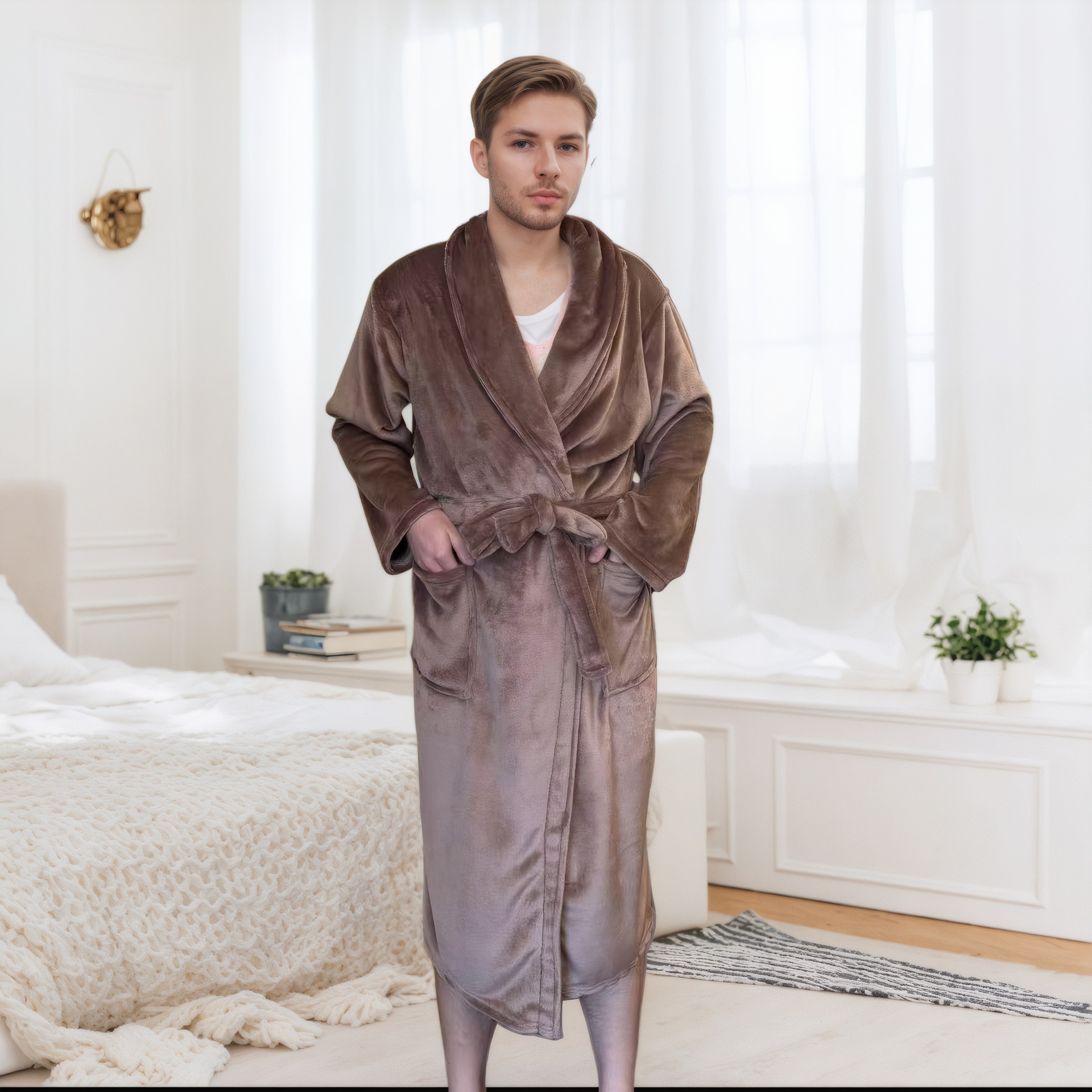Couple Bathrobe Long Pajamas Homewear