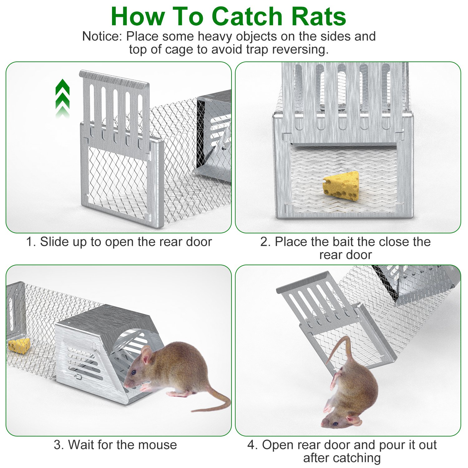 2Pcs Humane Mouse Trap Cage No Assembly Need Automatic Continuous Rat Trap With Single Way Door Reusable Catch And Release Live Cage Trap For Rodents Moles Voles Mice
