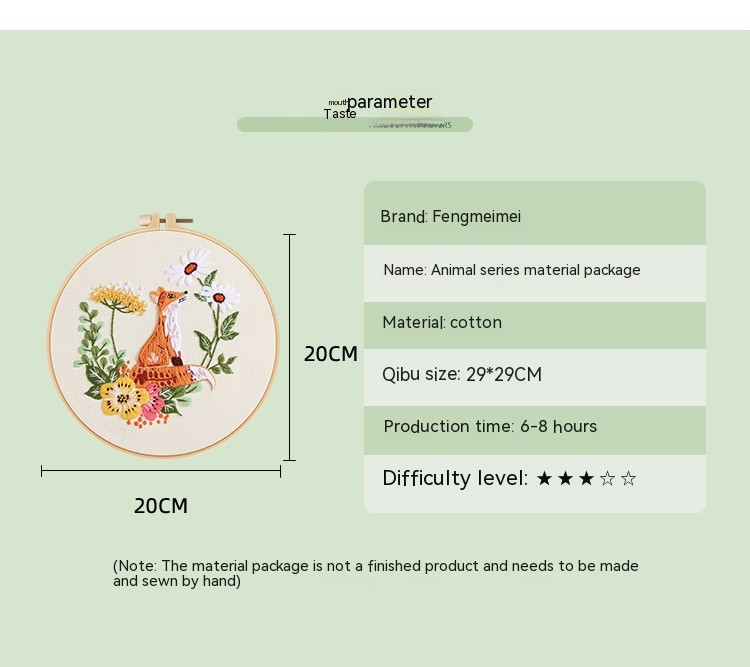 Handmade Embroidery Material Package Squirrel Owl Fox Cat Elk