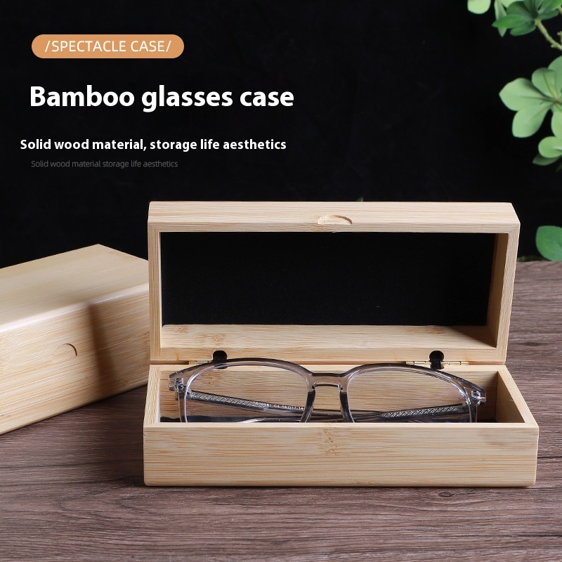 New Bamboo Glasses Case Creative Household Desk Wooden Storage Box