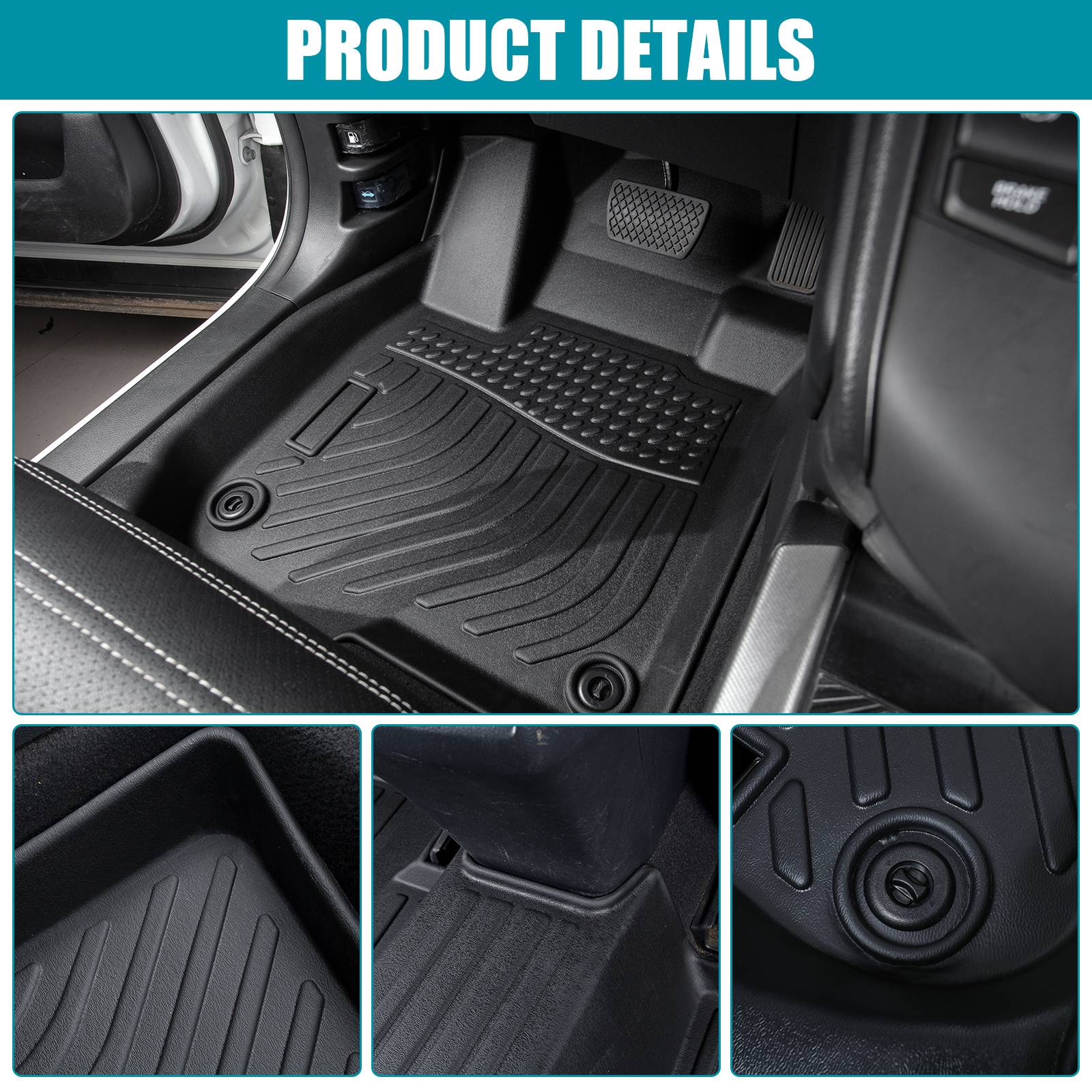 TPE Rubber All-weather 2 Row Floor Mat Liner Set For 2019-2024 Altima