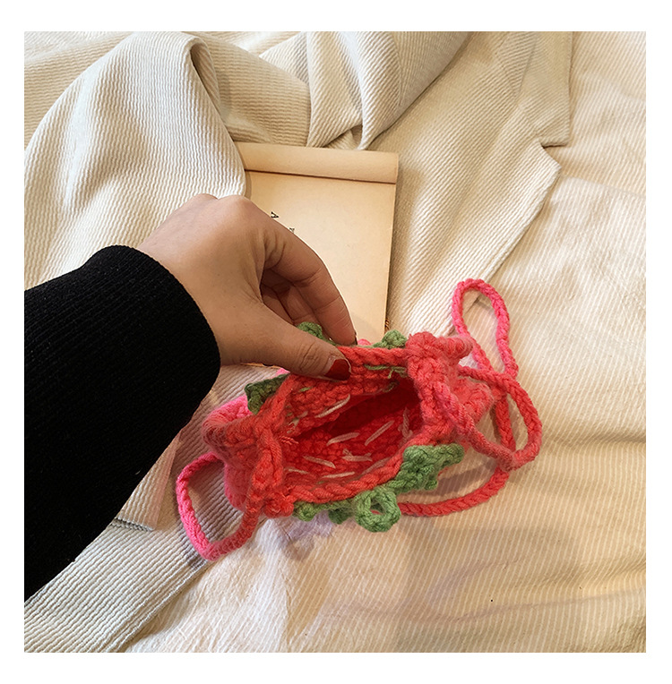 Handmade Knitted Children's Wool Cute Strawberry Crossbody Bag