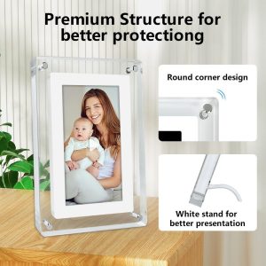 7-inch Acrylic Auto-rotating Digital Photo Frame, Built-in Memory And Battery, High Resolution, Suitable For Desktop Decoration