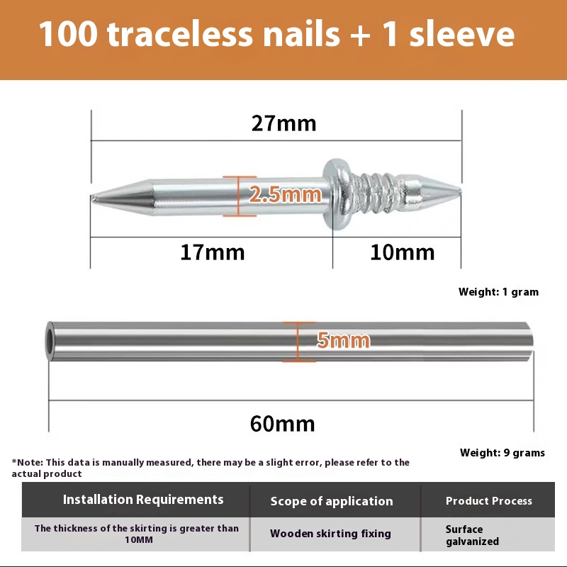 Double-headed Nail Skirting Line Screwless Two-way Edge Sealing Fixed