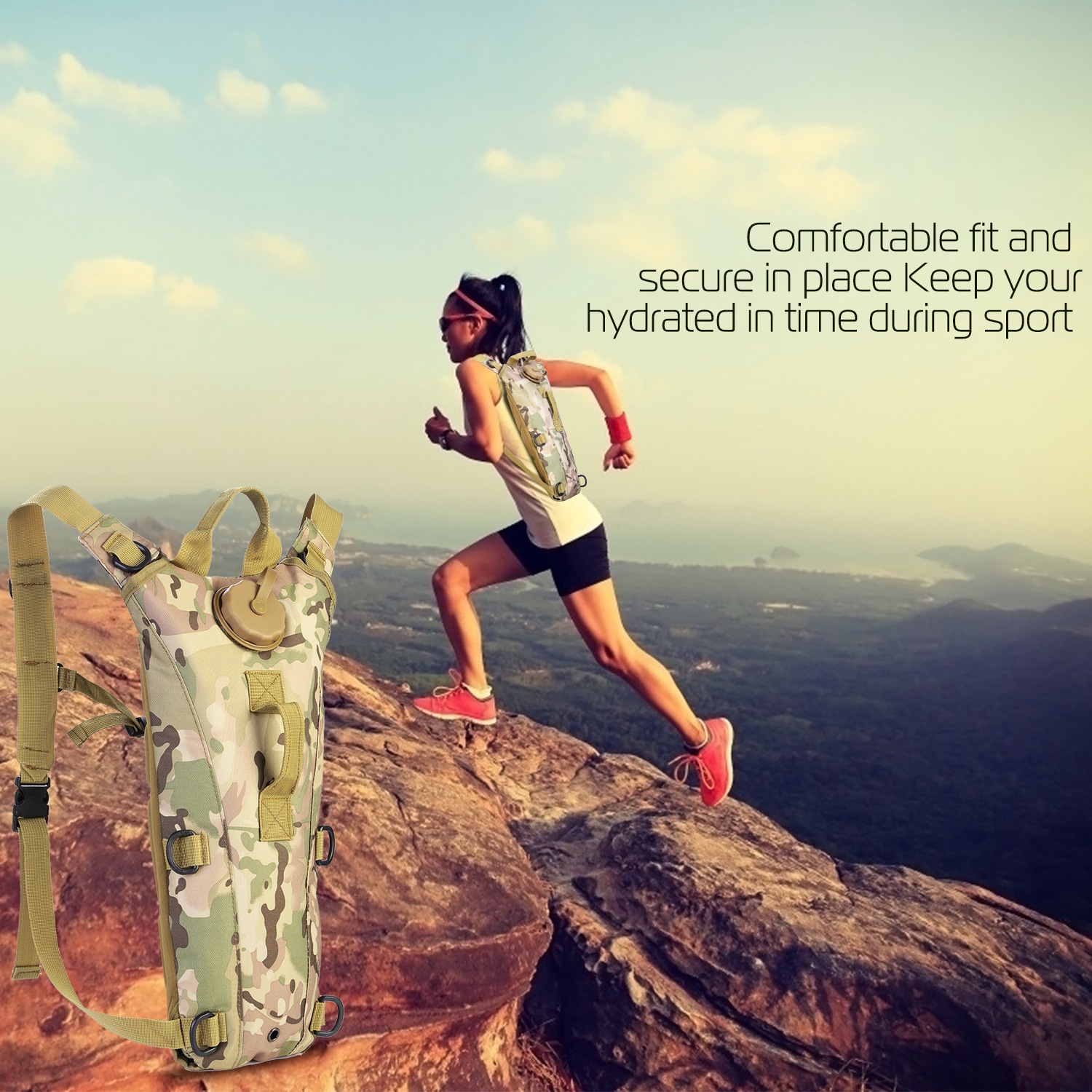 1Pc 3L Tactical Hydration Pack Water Bladder Adjustable Water Drink Backpack For Hiking Cycling Climbing Running