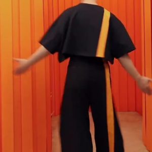 Black Crop Top And Wide - Leg Pants Set