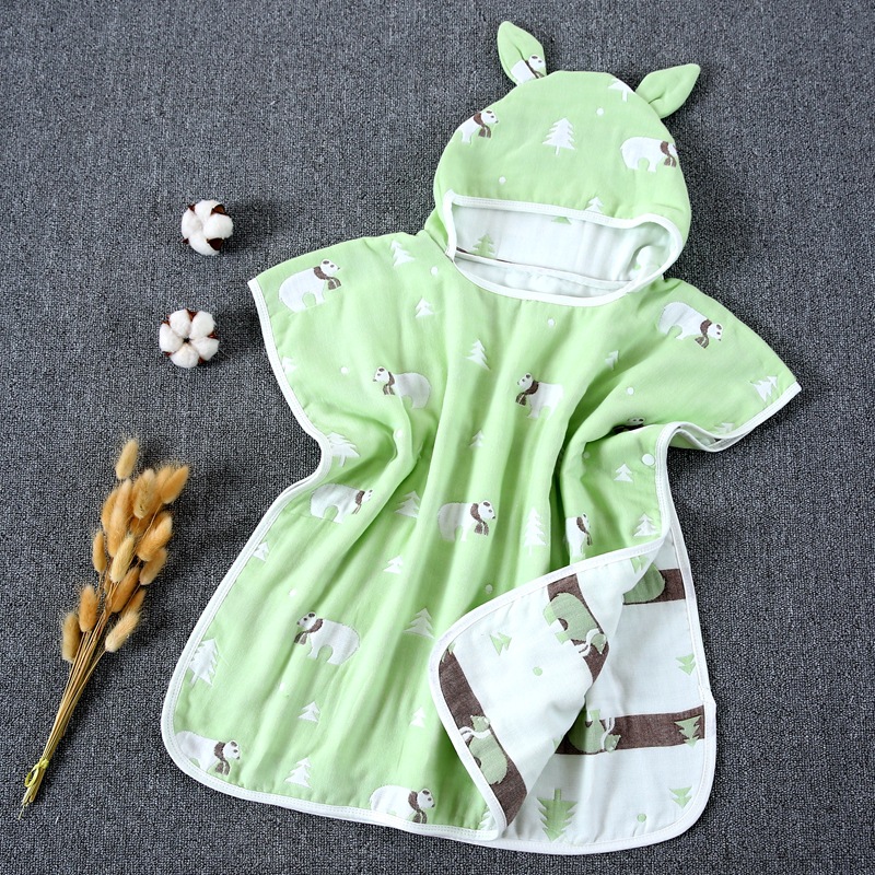 Children's Bath Towel Cape With Cap Pure Cotton Gauze