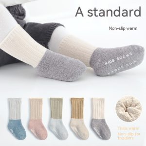 Autumn And Winter Baby Combed Cotton Thickened Fleece Lined Socks