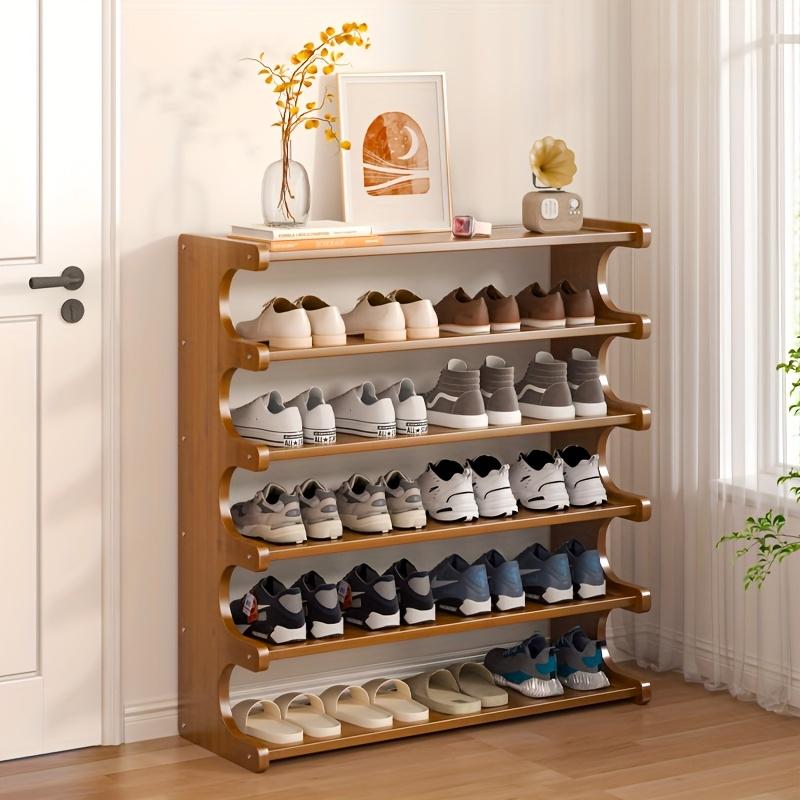 Four-layer Wooden Stackable Floor-standing Shoe Rack Suitable For Entrance, Wardrobe And Corridor To Store High Heels, Sneakers And Sandals
