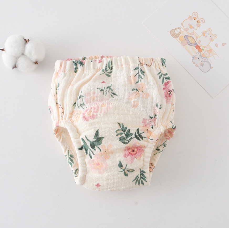 Korean Style Cotton Baby Training Learning Gauze Diaper Pants