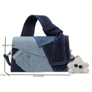 Women's Quilted Denim Crossbody Evening Chain Shoulder Bag