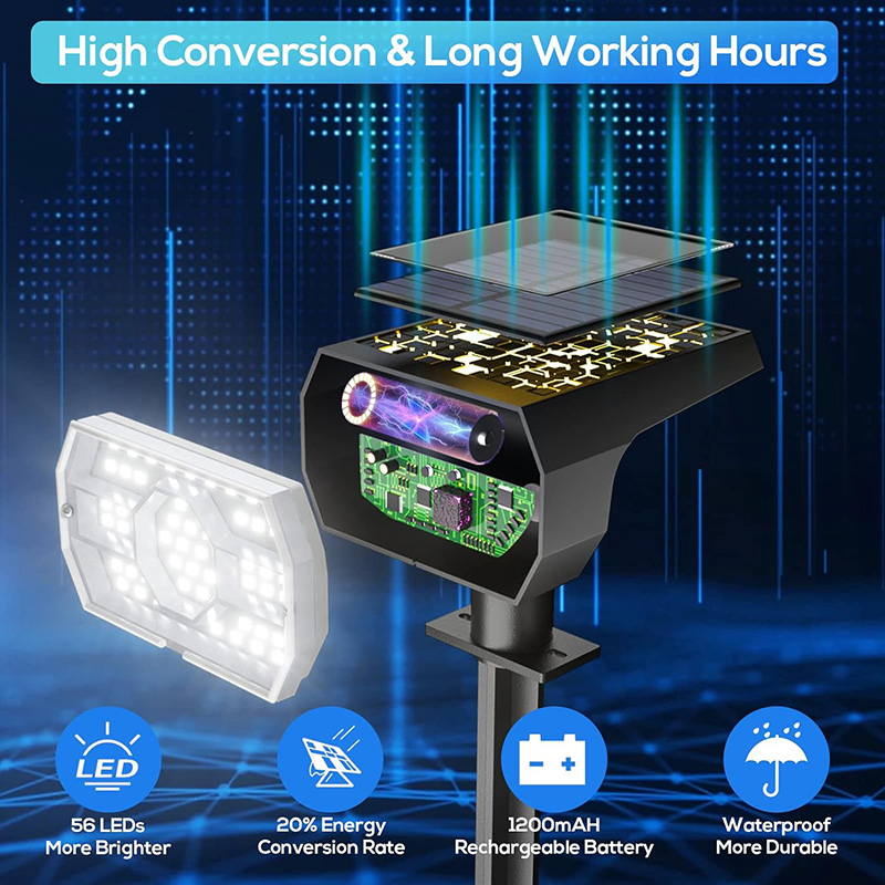 4 Pack Solar Lights Outdoor Waterproof IP68, 56 LED 3 Lighting Modes Solar Spot Lights Landscape Lighting Decorations Outdoor For Patio Yard Pathway Garden House