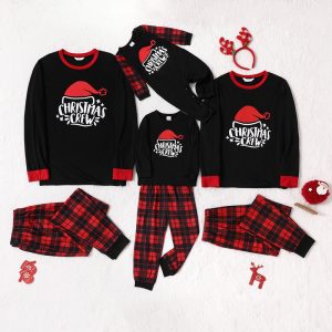 Checkered Cotton Parent-child Christmas Home Pajama Set