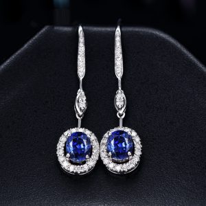 Real Sapphire Colored Gems Long Earrings