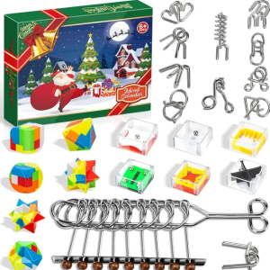 Advent Calendar 2024 For Kids - Christmas Gifts Brain Teaser Puzzles - Christmas Countdown Calendar Decoration Gift Box - 24 Pcs Metal Wire Puzzle Big Challenge For Adults Girls Boys Teens