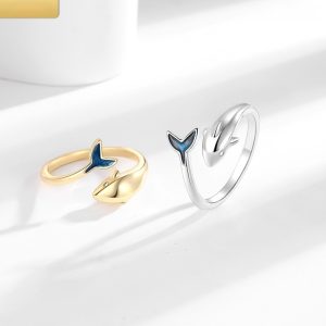 Blue Epoxy Fishtail Ring Women's Fantasy Mori Sweet Temperament Ocean