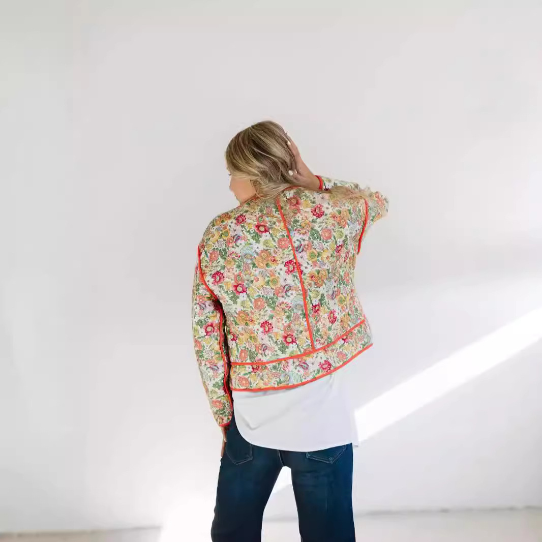 Women's Casual Printed Baggy Coat Jacket Long Sleeve Warm-keeping Cotton Clothing