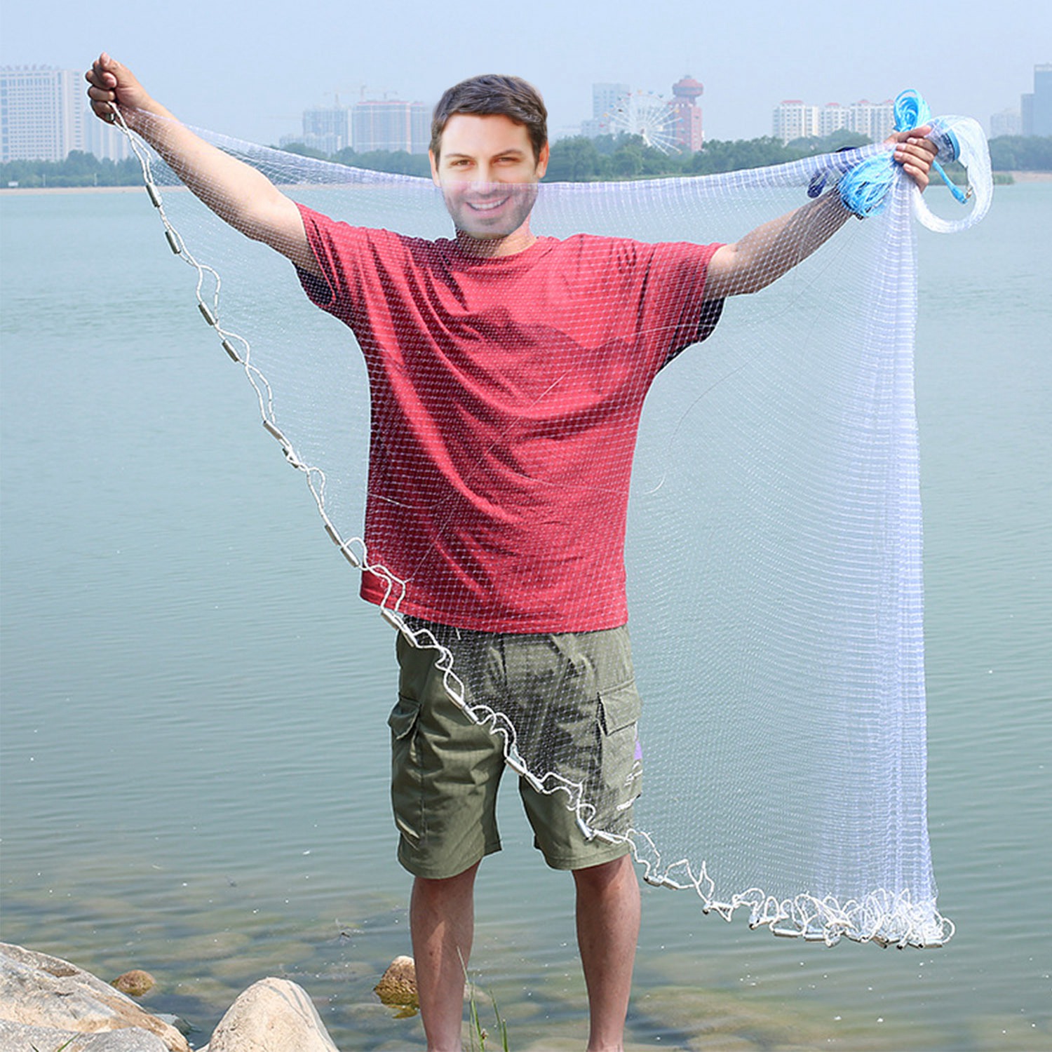 1Pc 2 Size Options 6FT 8FT Radius Fishing Cast Net Bait Trap Easy Throw Heavy Duty Hand Cast Net With Chain Sinker Bottom Spread