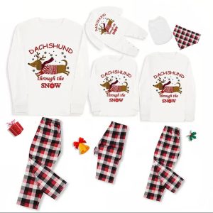 Parent-child Elk Pattern Plaid Pants Christmas Suit Long Sleeve