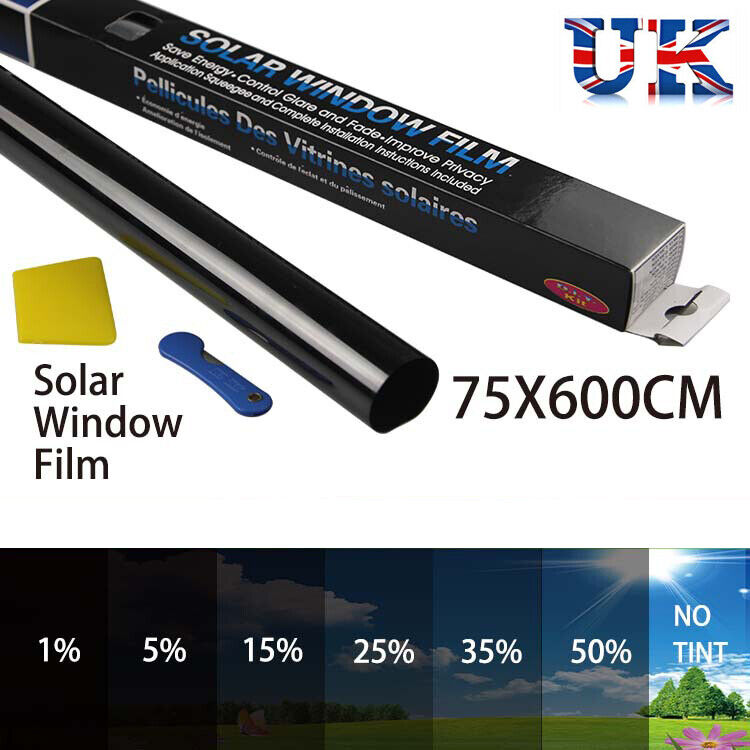 CAR WINDOW TINT FILM KIT TINTING SUPER DARK BLACK LIMO 75CM X 6M UK