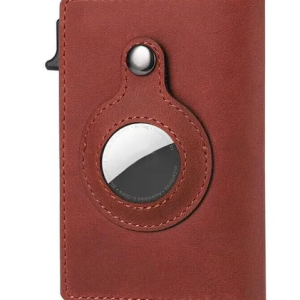 For Airtag Wallet Case Genuine Leather Credit Card Holder Magnetic Air Tag Cover
