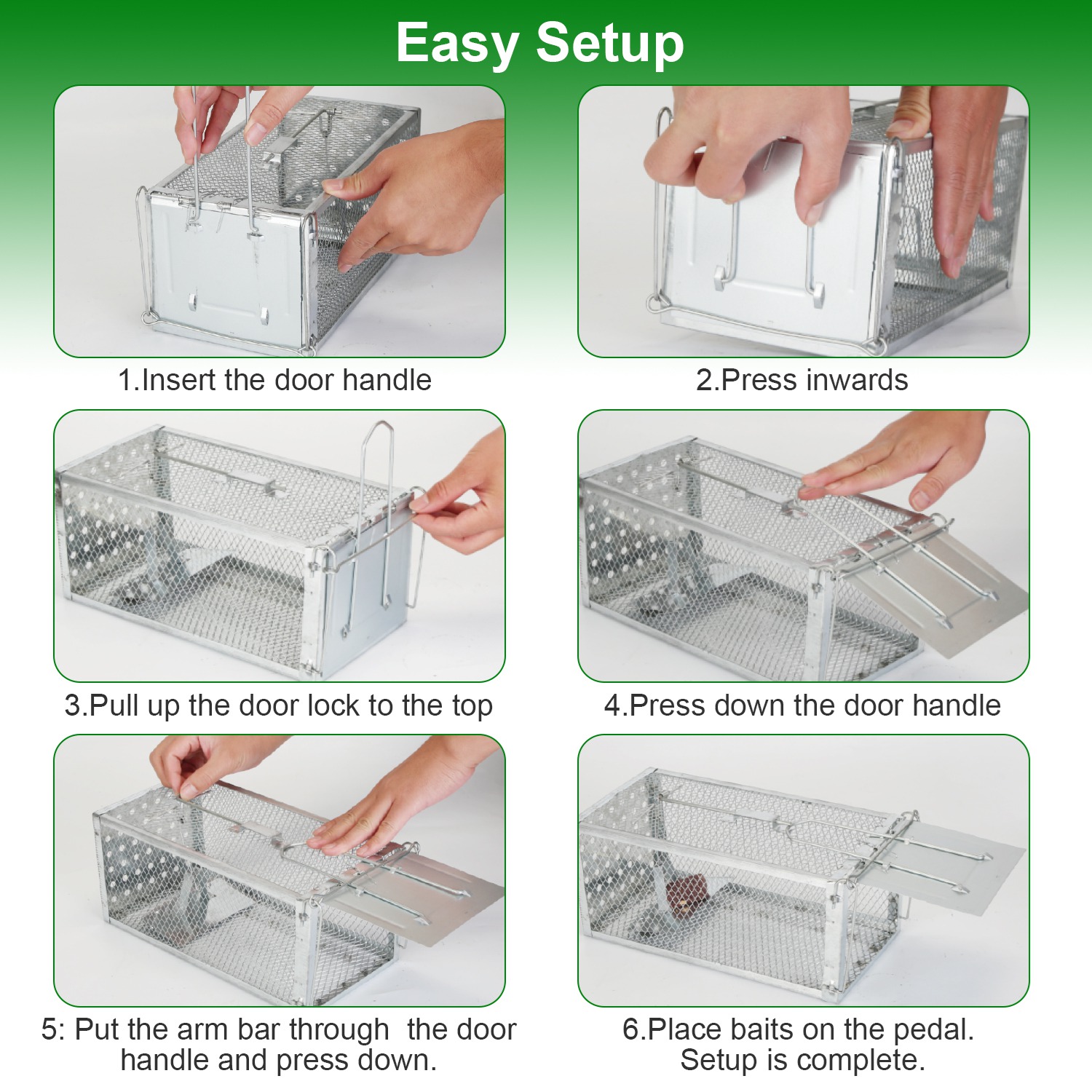 1Pc Single Door Rat Trap Cage Humane Rodent Trap Mouse Trap Indoor Outdoor For Small Rodents Mice Voles Hamsters