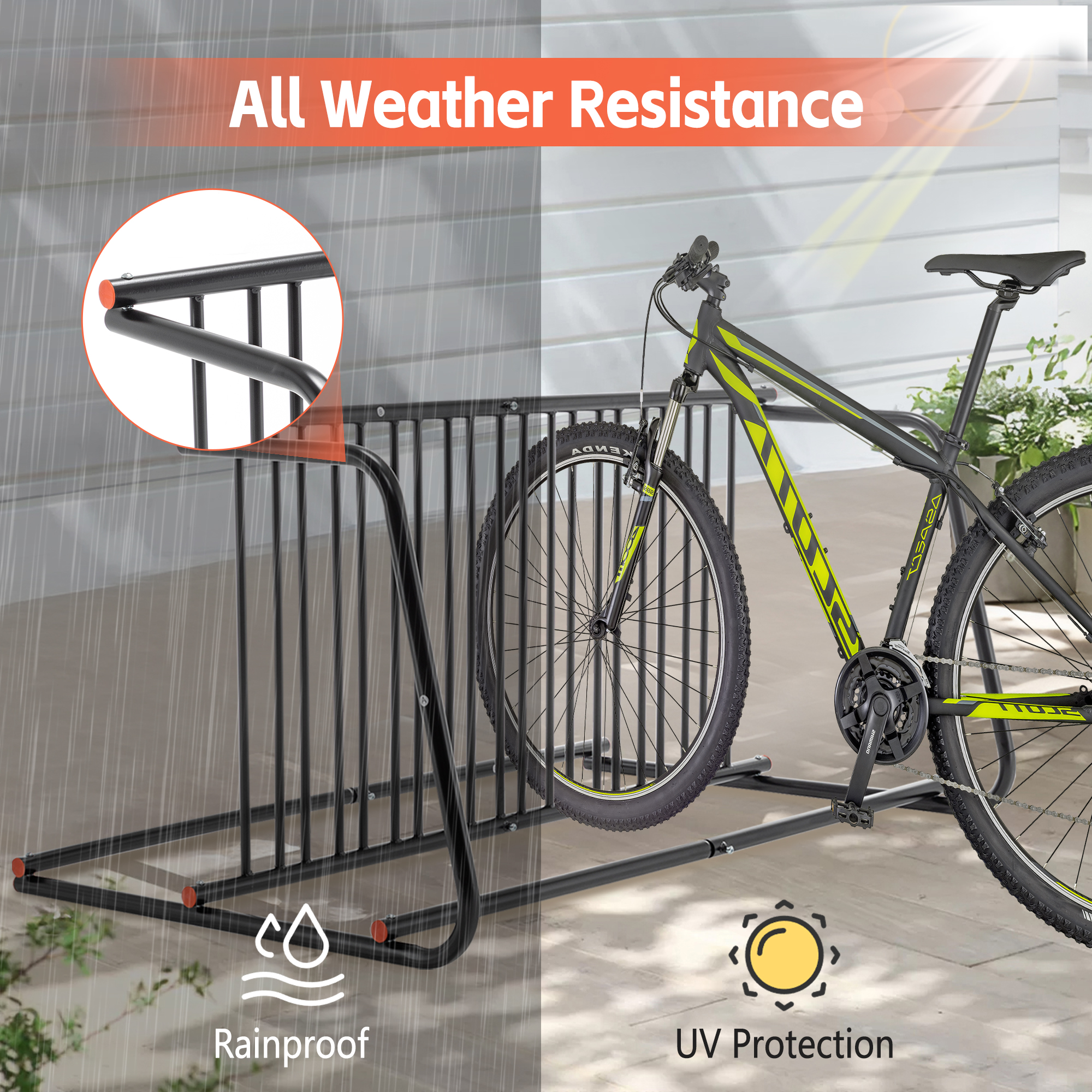 10-Bike Heavy-Duty Outdoor Bike Rack - Double-Sided Steel Storage Stand For Garages, Yards & Shops - Easy Assembly