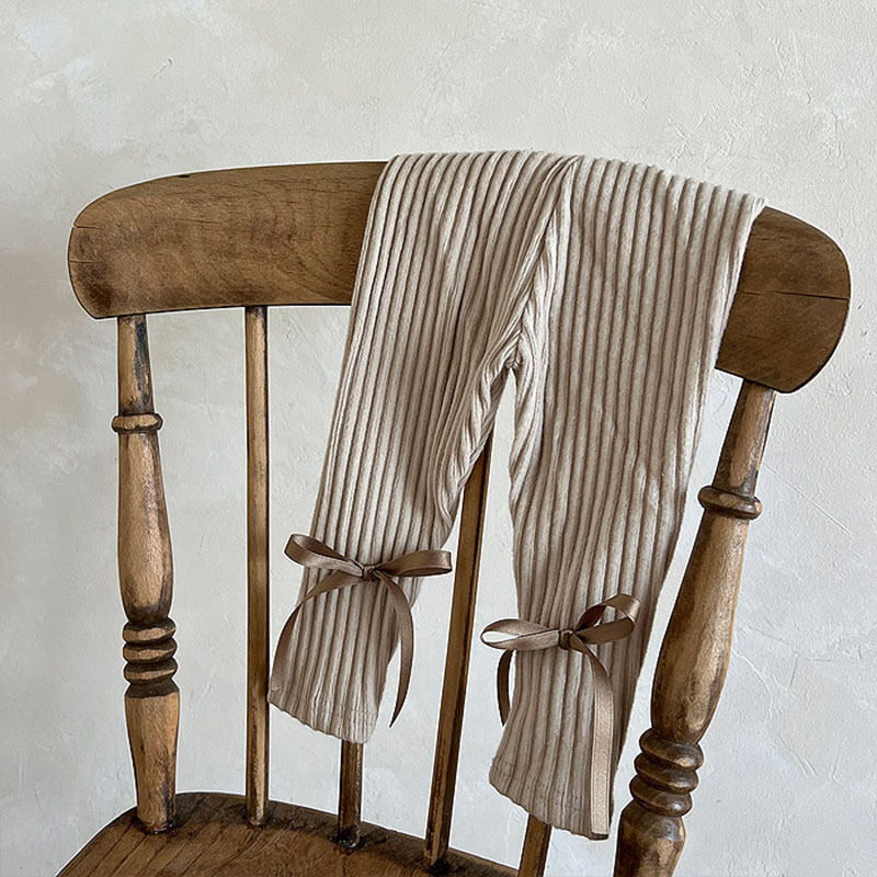 Bow Cotton Cute Trendy Sunken Stripe Leggings Crawler