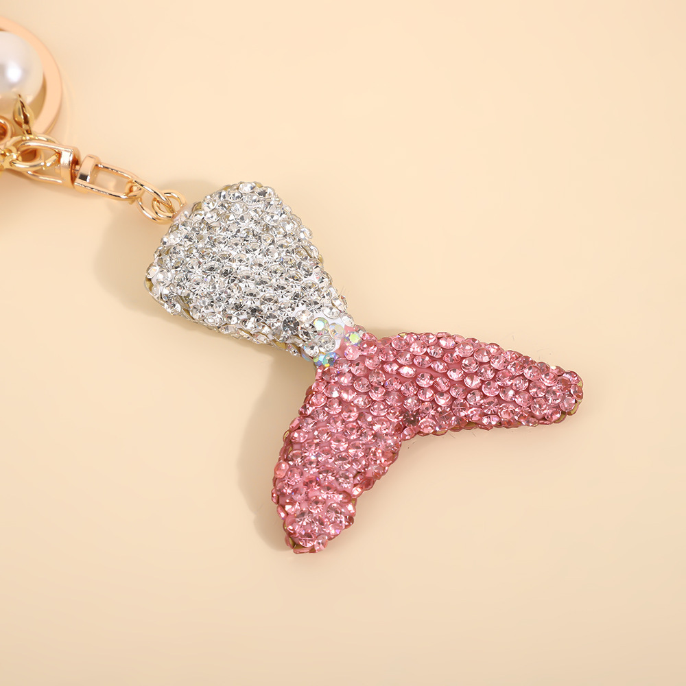 Tail Keychain Full Diamond Pearl Chain Key Pendants