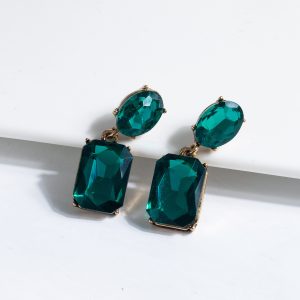 Retro Simple Geometric Square Crystal Stud Earrings