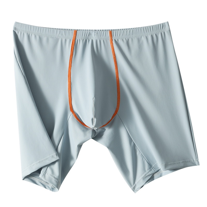 Lengthened Underwear Ice Silk Sexy Men's Boxers Mid-waist U Convex Sexy Quick-drying