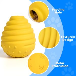 Egg-shaped Dog Food Teething Toy Yellow