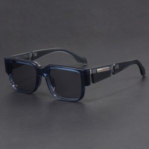 Gray Blue Square Thick Frame Sunglasses UV-proof Retro Simple Sun Glasses