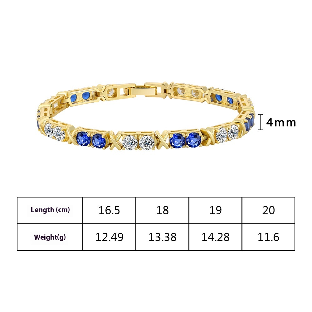 Hollow Cross Colorful Crystals Inlaid Open-ended Bracelet Sweet And Cool Temperament