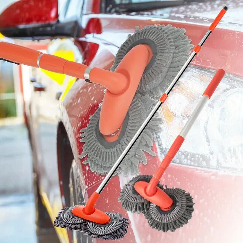Microfiber Mop Wash Kit Telescopic Car Cleaning Brush With 4 Replacent Header