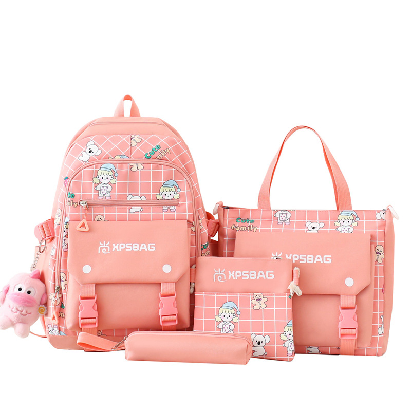 Backpack Primary School Girls Schoolbag Women's Four-piece Set